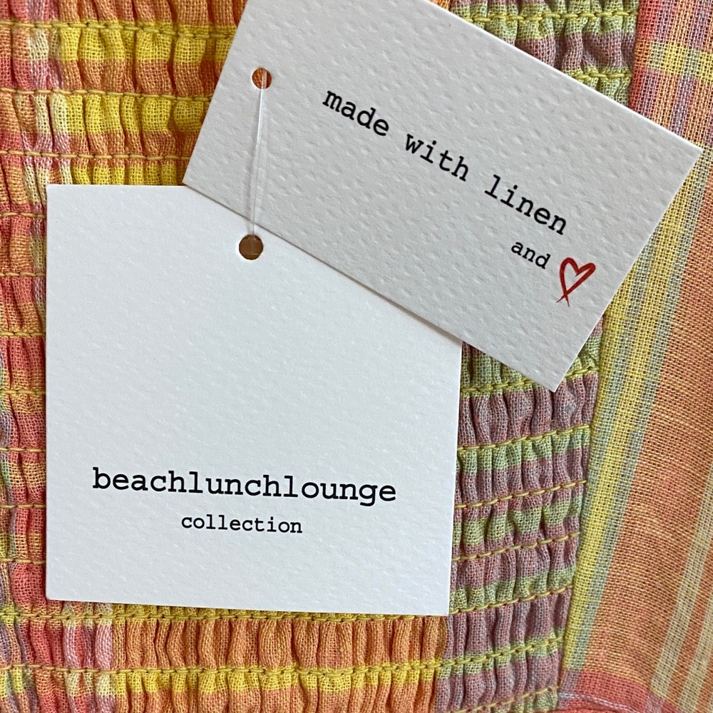 Beachlunchlounge Multicolor Madras Plaid Linen Maxi Dress in Yellow, Coral, Pink - Picture 6 of 12